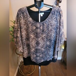 Tradition Plus Black and Gray Paisley Blouse